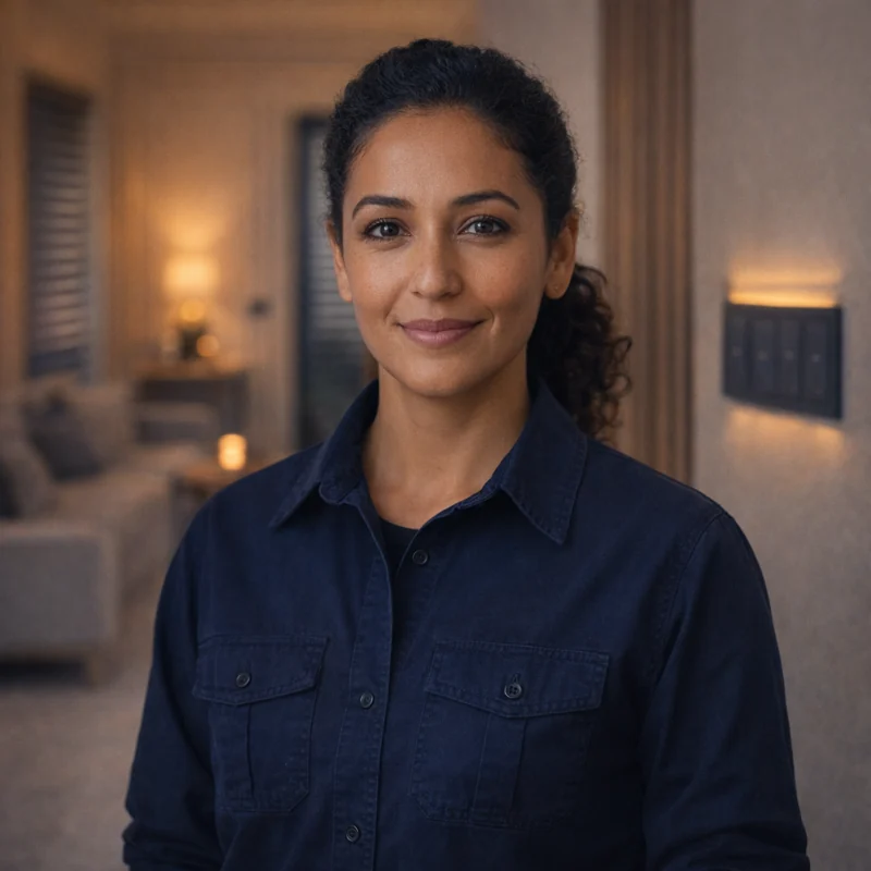 Portrait de Sarah Benali, electricienne domotique